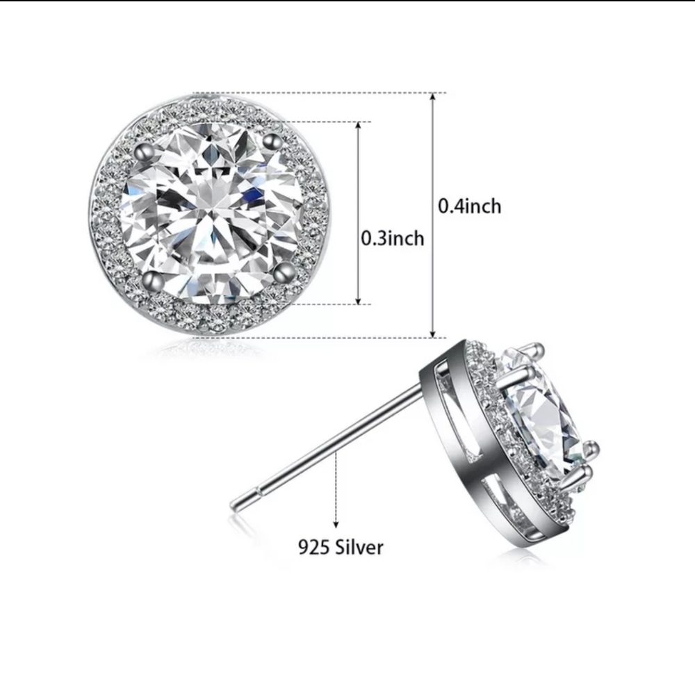 SALE New Silver Halo Round Studs - Picture 5 of 6